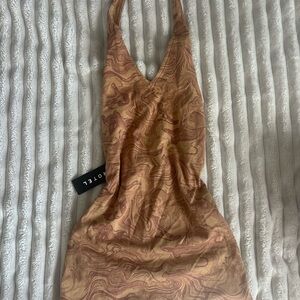 Swirl Pattern Halter Dress